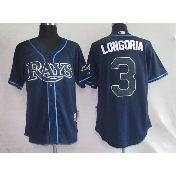 Rays #3 Evan Longoria Gark Blue Stitched Jersey