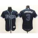 Rays #3 Evan Longoria Dark Blue Flexbase Authentic Collection Stitched Jersey
