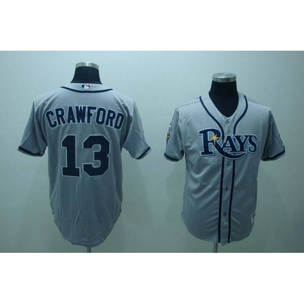 Rays #13 Carl Crawford Stitched Grey Jersey