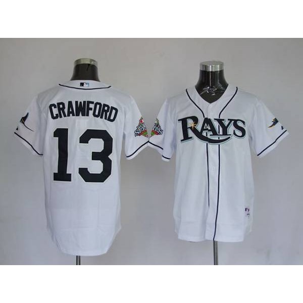 Rays #13 Carl Crawford Stitched White Jersey