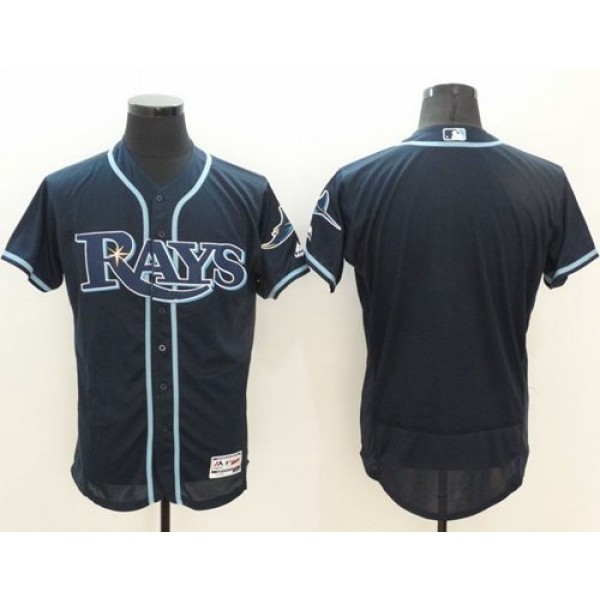 Rays Blank Dark Blue Flexbase Authentic Collection Stitched Jersey