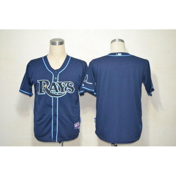 Rays Blank Dark Blue Cool Base Stitched Jersey