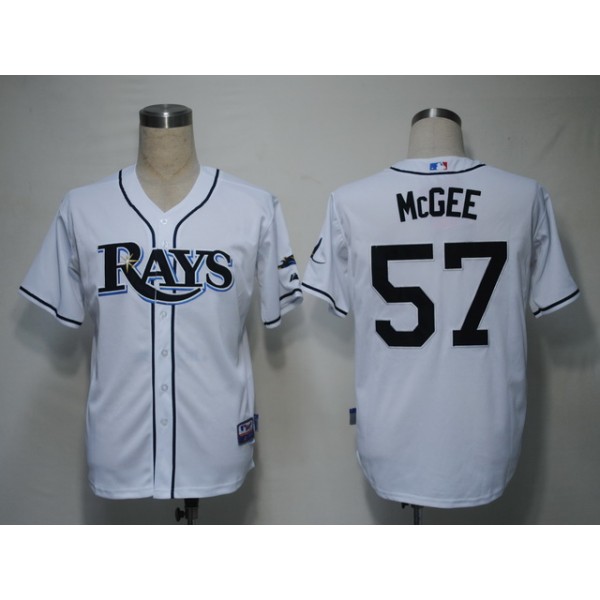 Rays #57 Jake Mcgee White Cool Base Stitched Jersey