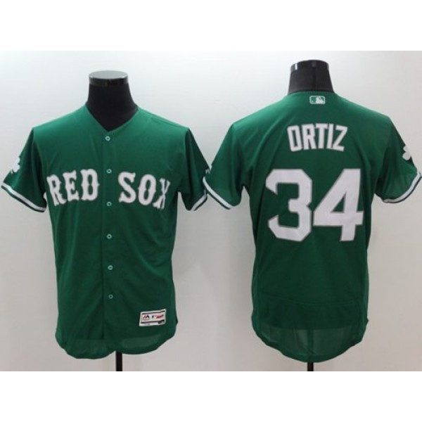 Red Sox #34 David Ortiz Green Celtic Flexbase Authentic Collection Stitched Jersey
