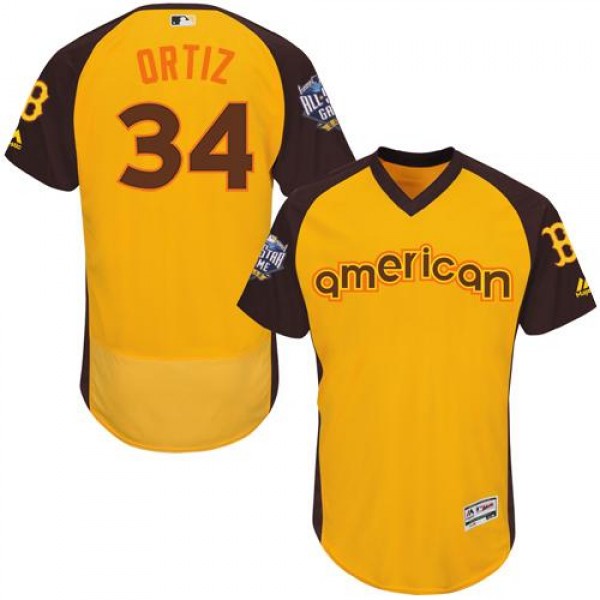 Red Sox #34 David Ortiz Gold Flexbase Authentic Collection 2016 All-Star American League Stitched Jersey