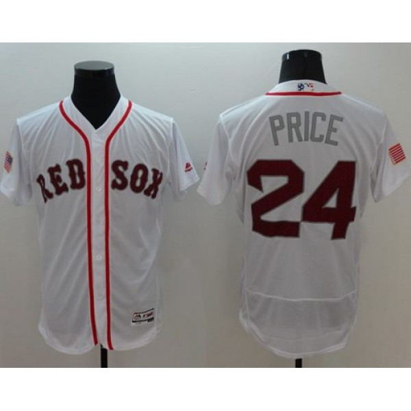 Red Sox #24 David Price White Fashion Stars Stripes Flexbase Authentic Stitched Jersey