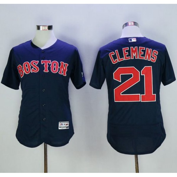 Red Sox #21 Roger Clemens Navy Blue Flexbase Authentic Collection Stitched Jersey