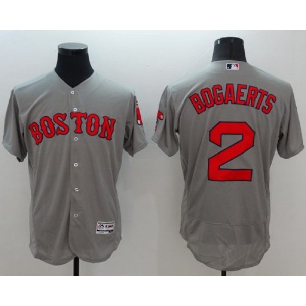 Red Sox #2 Xander Bogaerts Grey Flexbase Authentic Collection Stitched Jersey