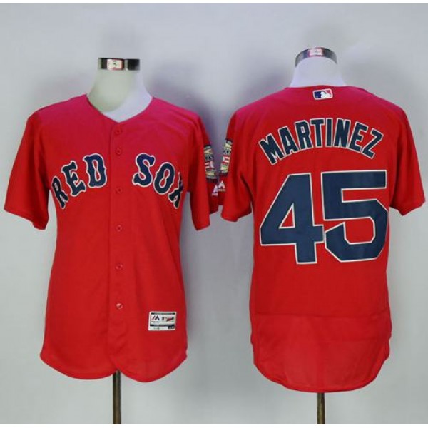 Red Sox #45 Pedro Martinez Red Flexbase Authentic Collection Stitched Jersey
