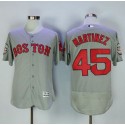 Red Sox #45 Pedro Martinez Grey Flexbase Authentic Collection Stitched Jersey
