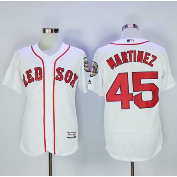 Red Sox #45 Pedro Martinez White Flexbase Authentic Collection Stitched Jersey