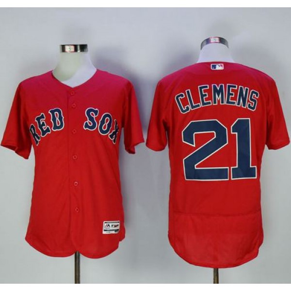 Red Sox #21 Roger Clemens Red Flexbase Authentic Collection Stitched Jersey