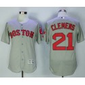 Red Sox #21 Roger Clemens Grey Flexbase Authentic Collection Stitched Jersey