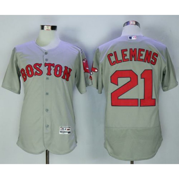 Red Sox #21 Roger Clemens Grey Flexbase Authentic Collection Stitched Jersey