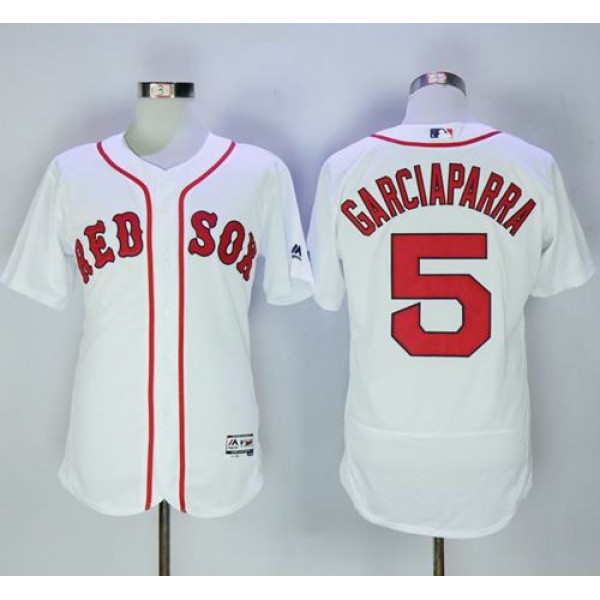 Red Sox #5 Nomar Garciaparra White Flexbase Authentic Collection Stitched Jersey