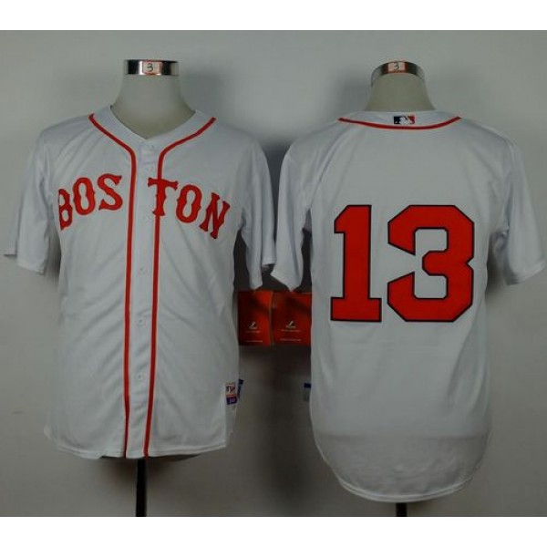 Red Sox #13 Hanley Ramirez White Cool Base Stitched Jersey