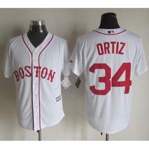 Red Sox #34 David Ortiz White Alternate Home New Cool Base Stitched Jersey