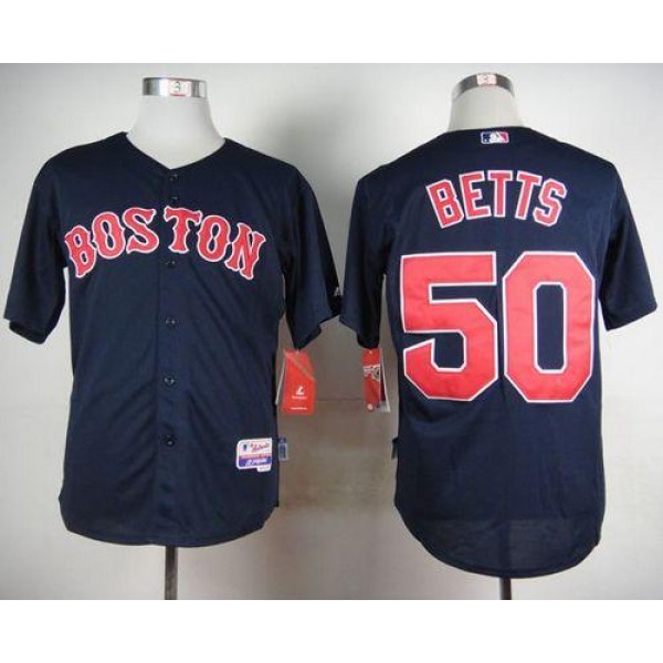 Red Sox #50 Mookie Betts Dark Blue Cool Base Stitched Jersey