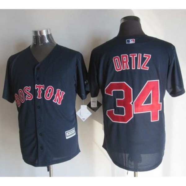 Red Sox #34 David Ortiz Navy Blue New Cool Base Stitched Jersey