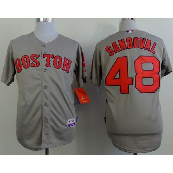 Red Sox #48 Pablo Sandoval Grey Cool Base Stitched Jersey