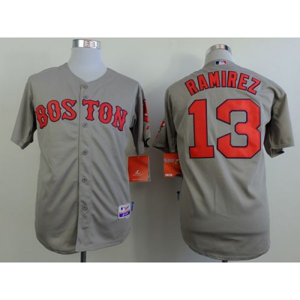 Red Sox #13 Hanley Ramirez Grey Cool Base Stitched Jersey
