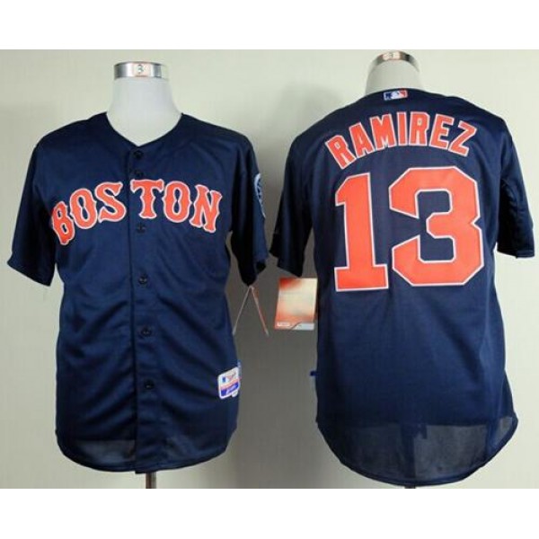 Red Sox #13 Hanley Ramirez Dark Blue Cool Base Stitched Jersey