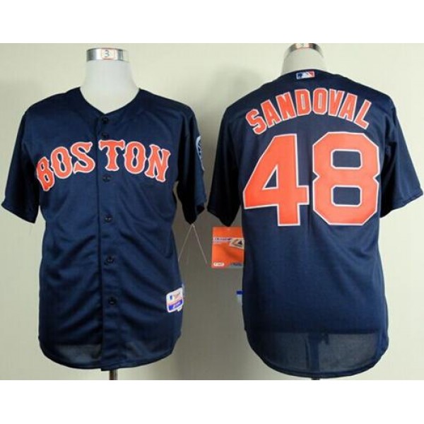 Red Sox #48 Pablo Sandoval Dark Blue Cool Base Stitched Jersey
