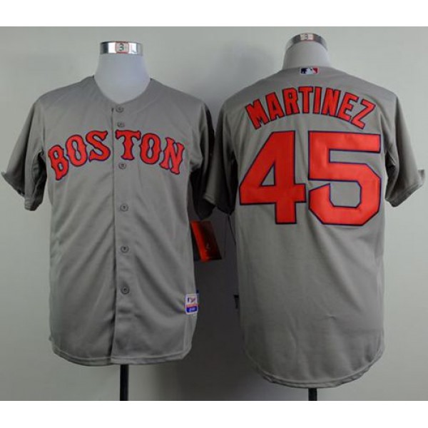 Red Sox #45 Pedro Martinez Grey Cool Base Stitched Jersey