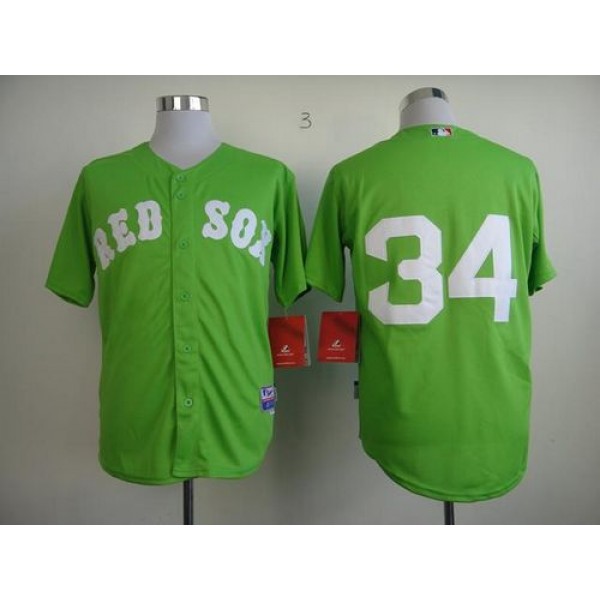 Red Sox #34 David Ortiz Green Cool Base Stitched Jersey