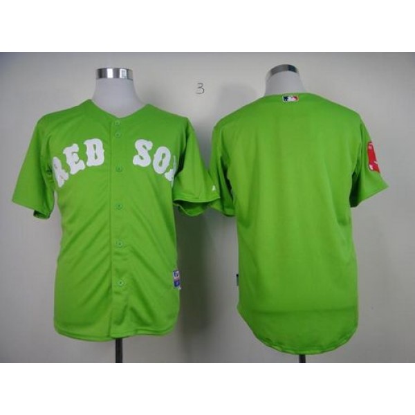 Red Sox Blank Green Cool Base Stitched Jersey