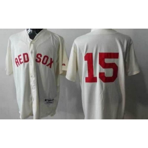Red Sox #15 Dustin Pedroia Cream Cool Base Stitched Jersey