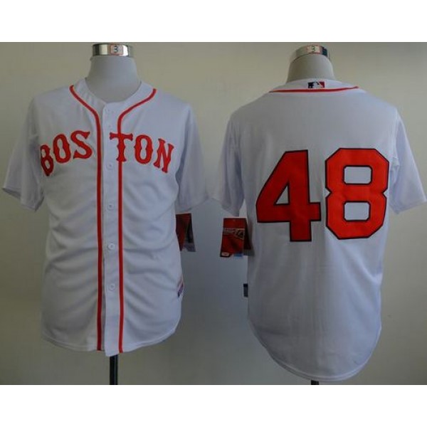 Red Sox #48 Pablo Sandoval White Cool Base Stitched Jersey