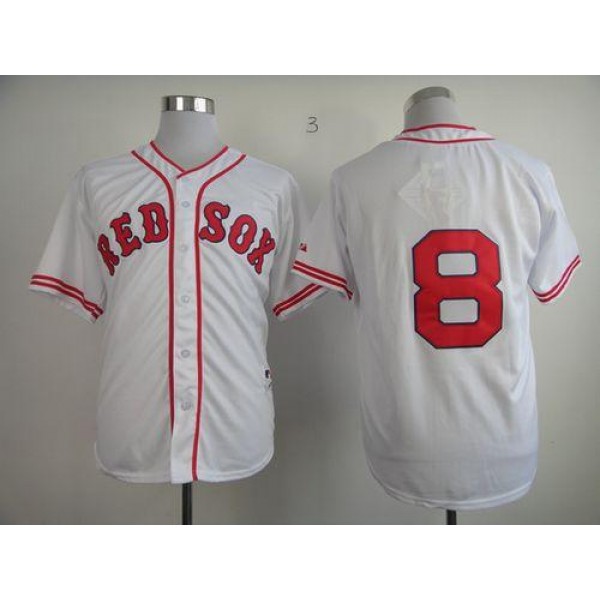 Red Sox #8 Carl Yastrzemski White 1936 Turn Back The Clock Stitched Jersey