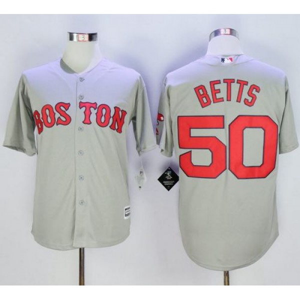 Red Sox #50 Mookie Betts Grey New Cool Base Stitched Jersey
