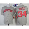 Red Sox #34 David Ortiz Grey Cool Base 2013 World Series Patch Stitched Jersey