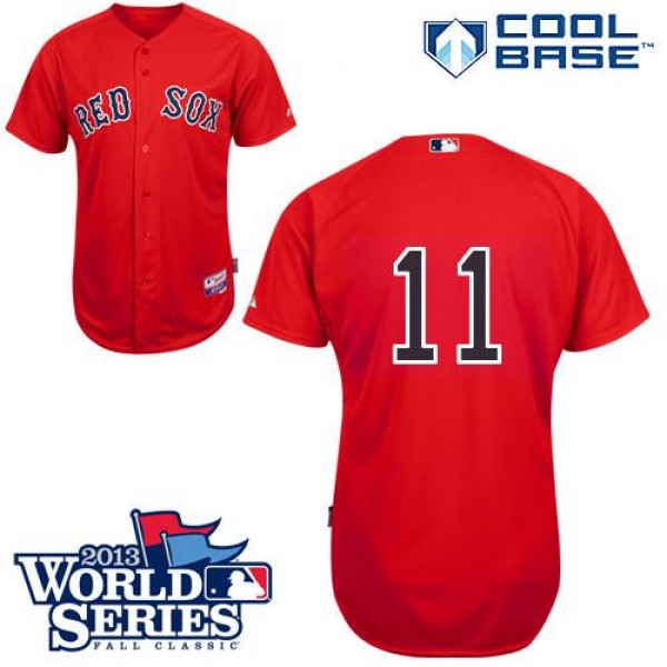 Red Sox #11 Clay Buchholz Red Cool Base 2013 World Series Patch Stitched Jersey