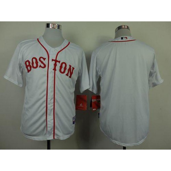 Red Sox Blank Stitched White Cool Base Jersey