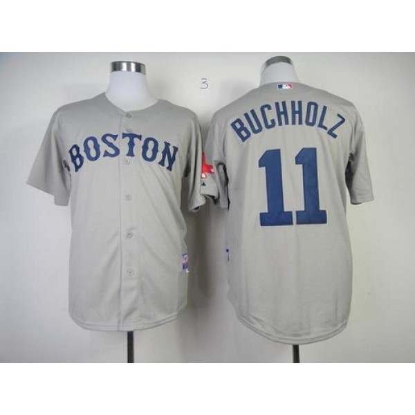 Red Sox #11 Clay Buchholz Grey Cool Base Stitched Jersey