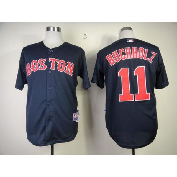 Red Sox #11 Clay Buchholz Dark Blue Cool Base Stitched Jersey