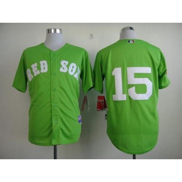 Red Sox #15 Dustin Pedroia Green Stitched Jersey