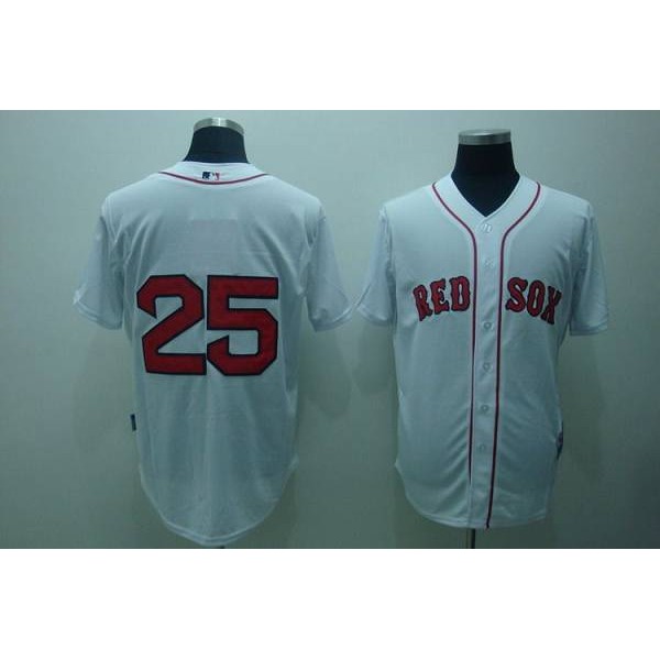 Red Sox #25 Mike Lowell Stitched White Jersey