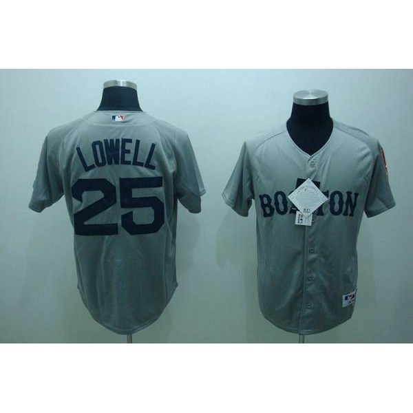 Red Sox #25 Mike Lowell Stitched Grey Jersey