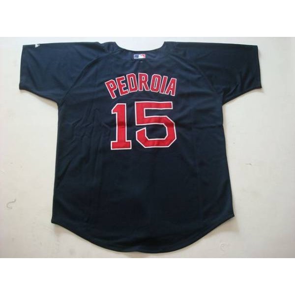 Red Sox #15 Dustin Pedroia Stitched Dark Blue Jersey