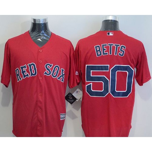 Red Sox #50 Mookie Betts Red New Cool Base Stitched Jersey