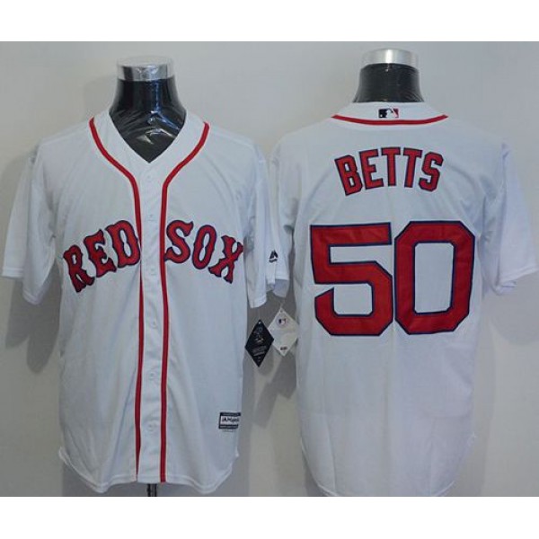 Red Sox #50 Mookie Betts White New Cool Base Stitched Jersey