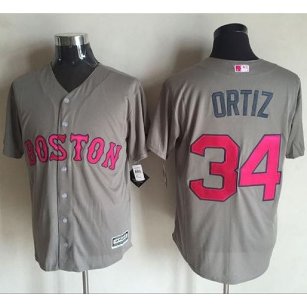 Red Sox #34 David Ortiz Grey New Cool Base 2016 Mother's Day Stitched Jersey
