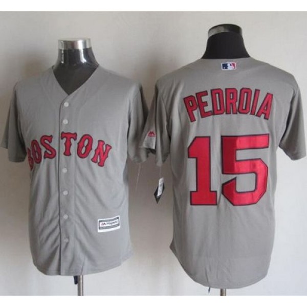 Red Sox #15 Dustin Pedroia Grey New Cool Base Stitched Jersey