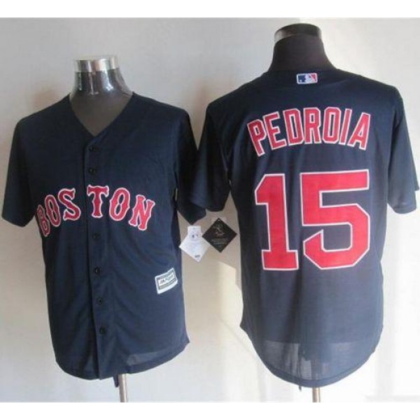 Red Sox #15 Dustin Pedroia Navy Blue New Cool Base Stitched Jersey