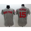 Red Sox #15 Dustin Pedroia Grey Flexbase Authentic Collection Stitched Jersey