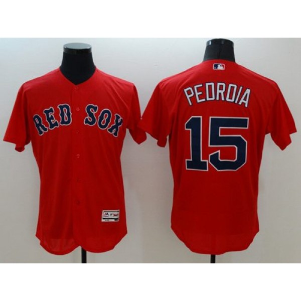 Red Sox #15 Dustin Pedroia Red Flexbase Authentic Collection Stitched Jersey